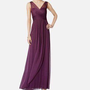 Adriana Papell; plum, eggplant bridesmaid dress; prom dress; size S; polyester